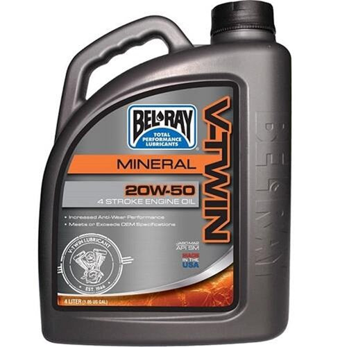 BELRAY V-TWIN MINERAL ENGINE OIL 20W-50 4 LITRE (4 TO A BOX - 301829150185)