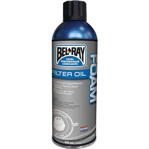 BELRAY FOAM FILTER OIL SPRAY 400ML AEROSOL (12 TO A BOX - 301128150285)