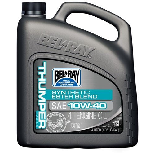 BELRAY THUMPER RACING SYNTHETIC ESTER BLEND 4T ENGINE OIL 10W-40 4 LITRE (4 TO A BOX - 301723150185)