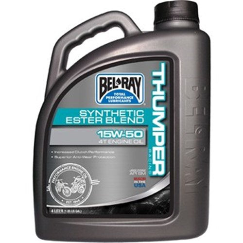 BELRAY THUMPER RACING SYNTHETIC ESTER BLEND 4T ENGINE OIL 15W-50 4 LITRE (4 TO A BOX - 300926150185)