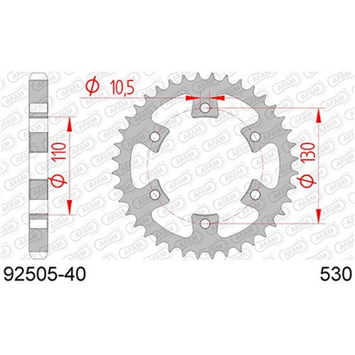 AFAM S40 530 REAR SPROCKET BRP/CAM-AM DS650