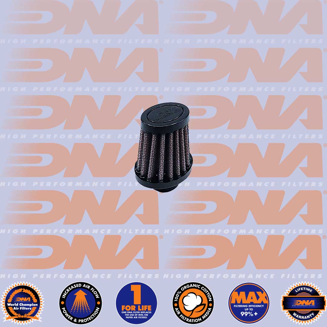 DNA FILTERS FEMALE OVAL RUBBER TOP 14mm INLET 53mm LENGTH AIR FILTER - CVO-1400