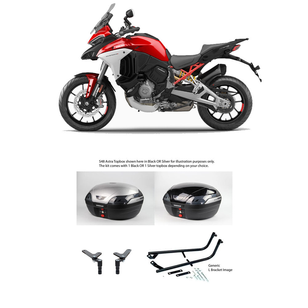 S48 Astra Black Topbox Kit 1160 MULTISTRADA (V4), S & S SPORTS 21-24 - D057S48BPBLK