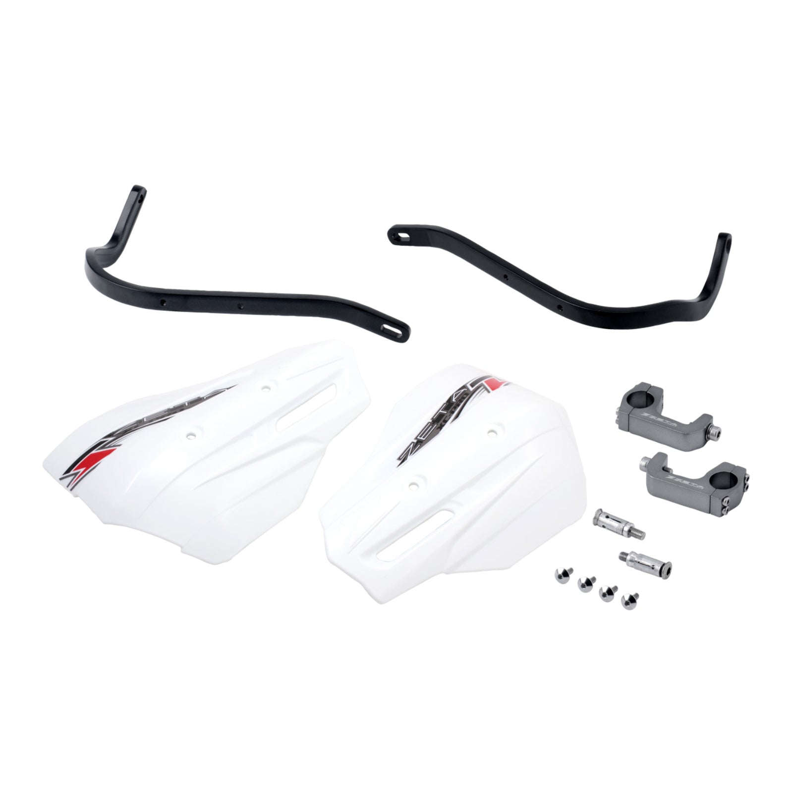Zeta Armour XC-Pro Handguard Kit for 28.6mm Handlebars with U-Clamp - Black / Wh