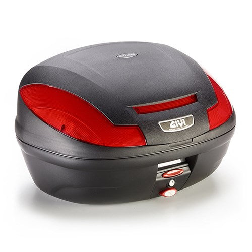 GIVI MONOLOCK TOPCASE 47L BLACK/RED - INCLUDES UNIVERSAL PLATE