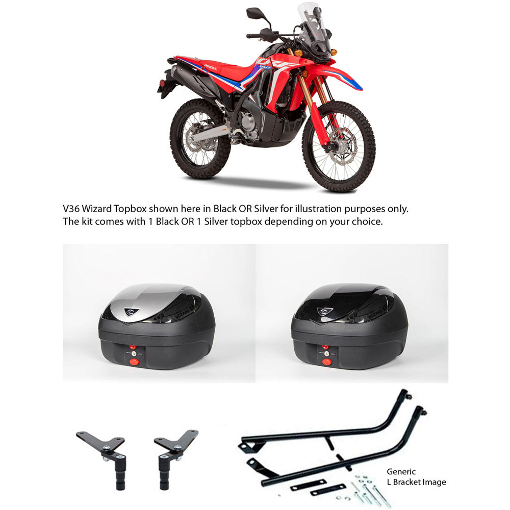 V36 Wizard Silver Topbox Kit CRF 300 L & RALLY 21-25 - H173V36BPSIL