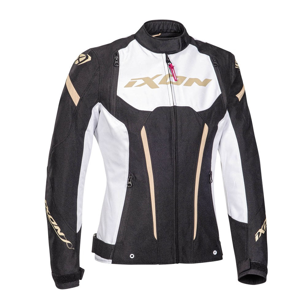 IXON STRIKER LADY JKT BLK/WHT/GLD (2XL)  [ONC01] #