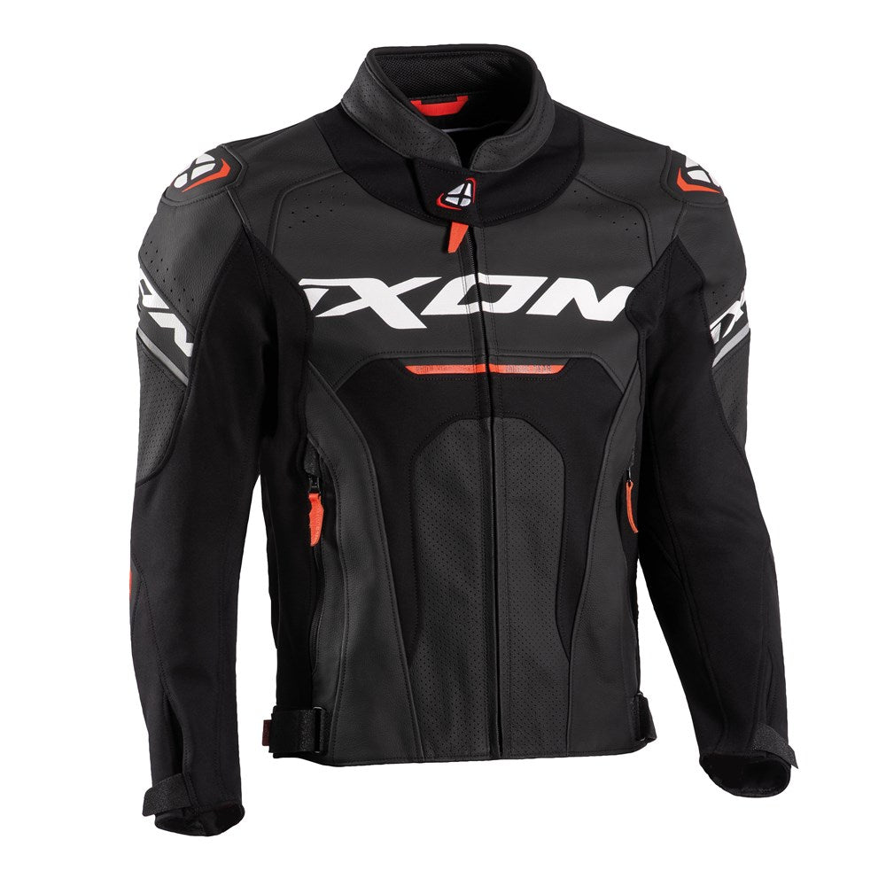 IXON JACKAL LEATHER JKT BLK/WHT/RED (MD) [ONC01] #