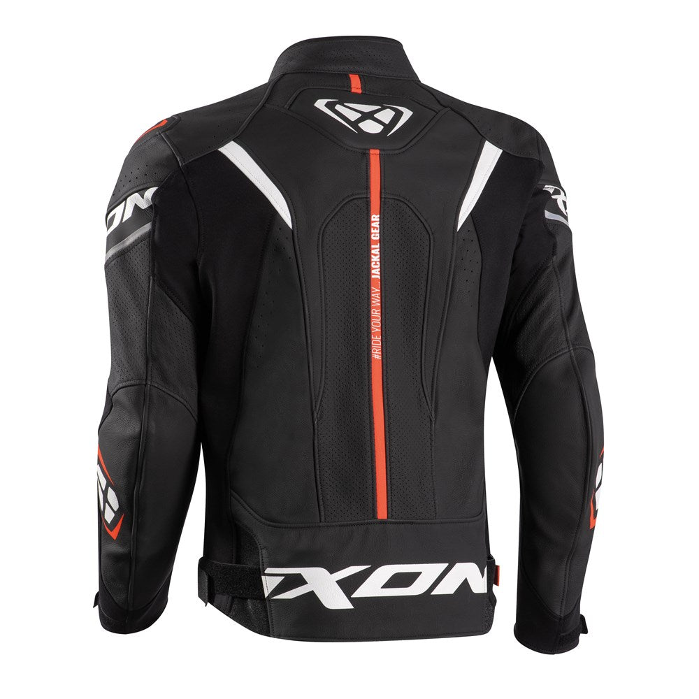 IXON JACKAL LEATHER JKT BLK/WHT/RED (LG) [ONC01] #