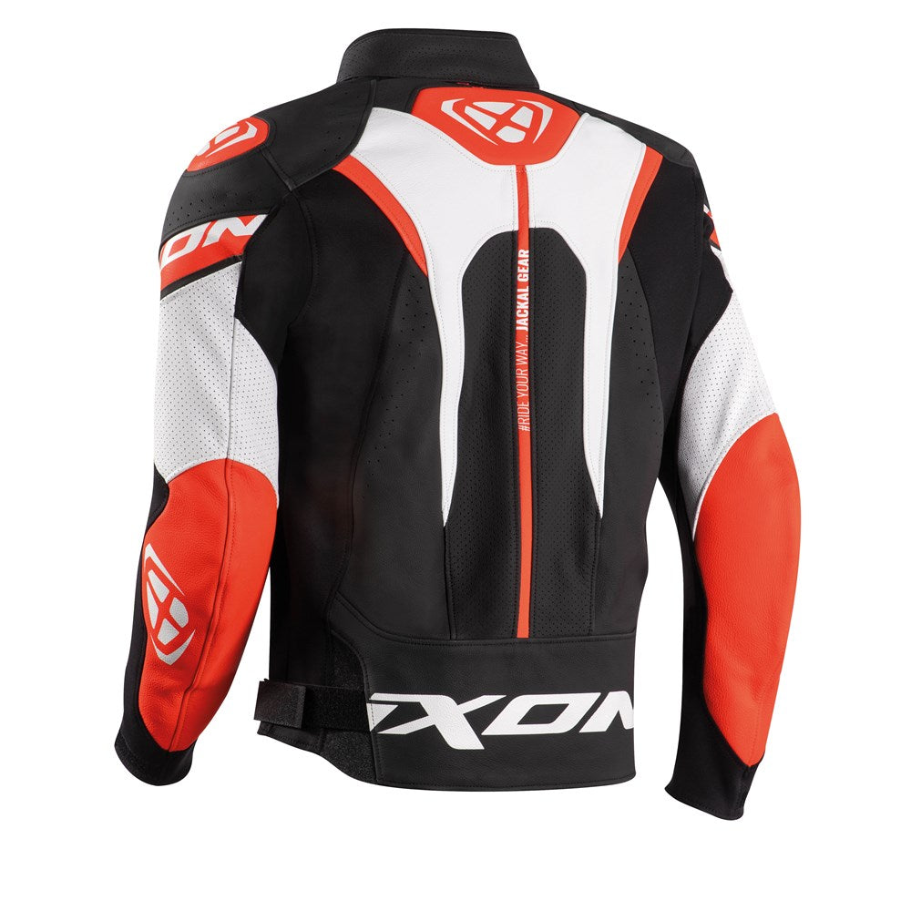 IXON JACKAL LEATHER JKT WHT/RED/BLK (LG) [ONC01] #