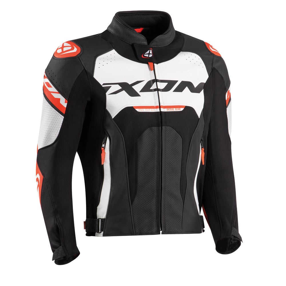 IXON JACKAL LEATHER JKT WHT/RED/BLK (2XL) [ONC01] #