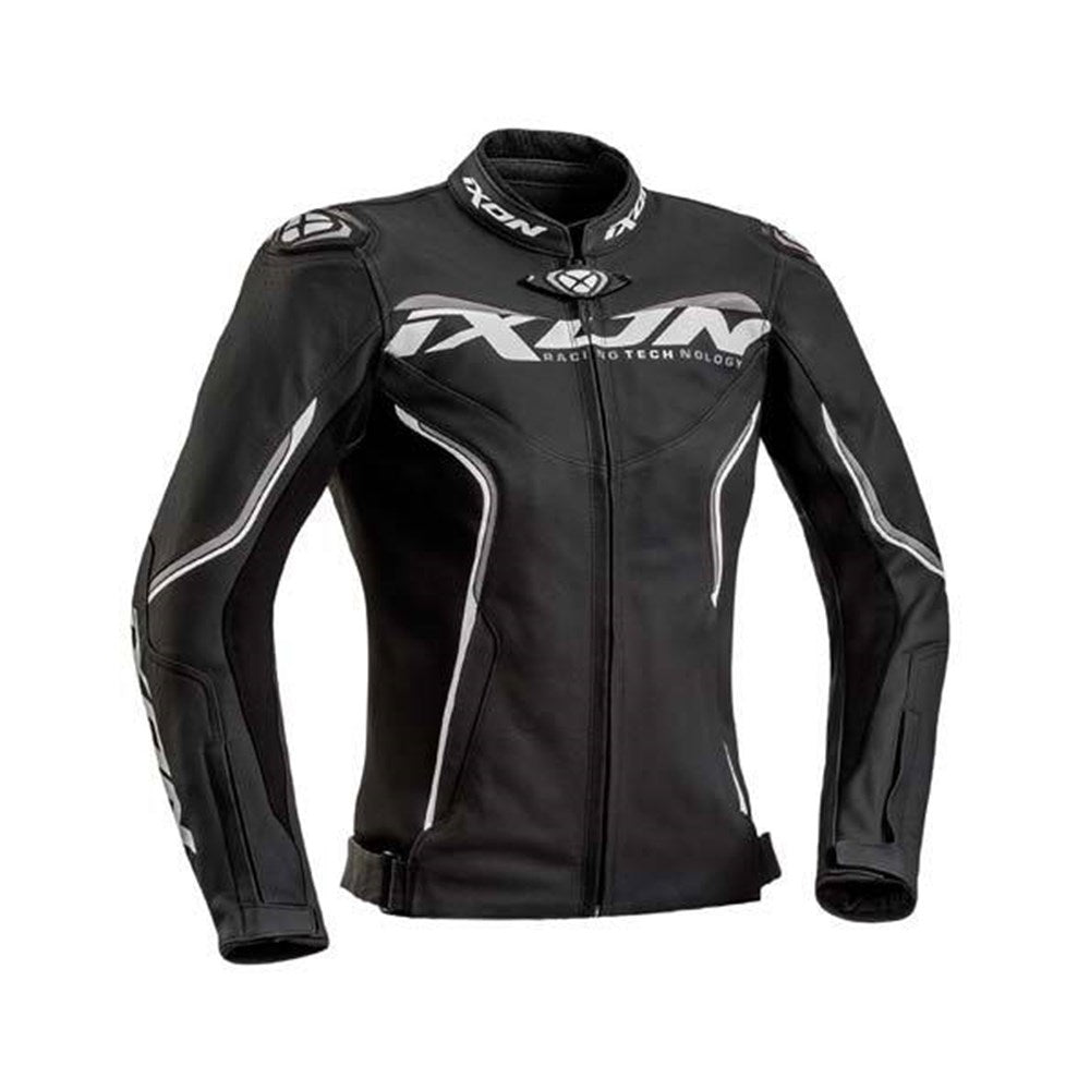 IXON TRINITY LADY LEATHER JKT BLK/WHT/GRY (SM)  [ONC01] #