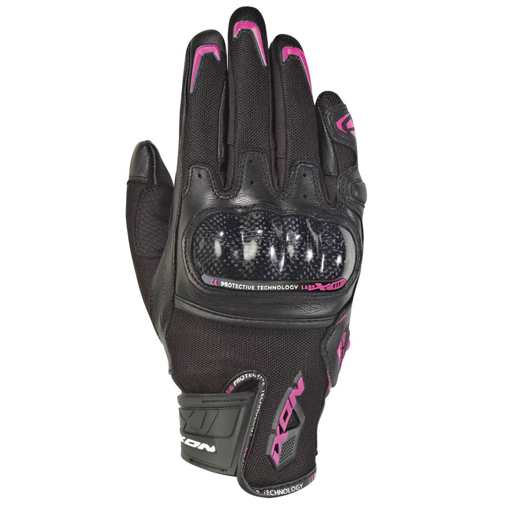IXON RS RISE AIR LADY GLV BLK/FUS (LG) #