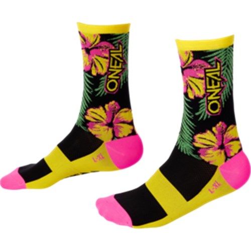 ONEAL 22 MTB PERFORMANCE SOCK ISLAND PINK/GREEN/YEL (43-46)