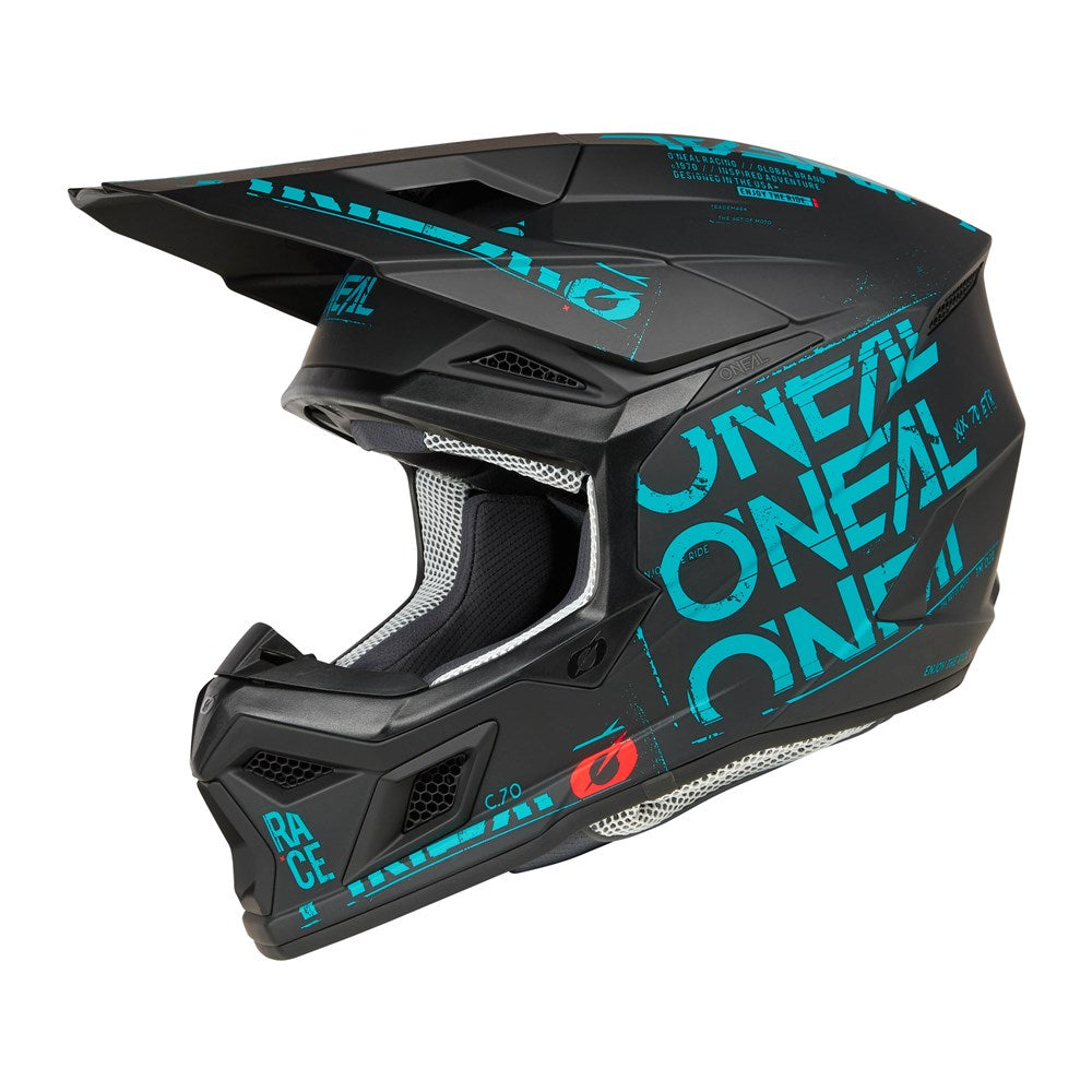 ONEAL 3SRS HELM STATIC V.25 - MATTE BLK/TEAL (XS)