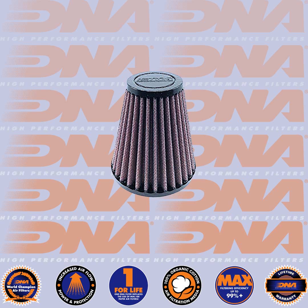 DNA FILTERS RUBBER TOP ROUND CLAMP ON 52mm INLET 100mm LENGTH AIR FILTER - RO-5200-11