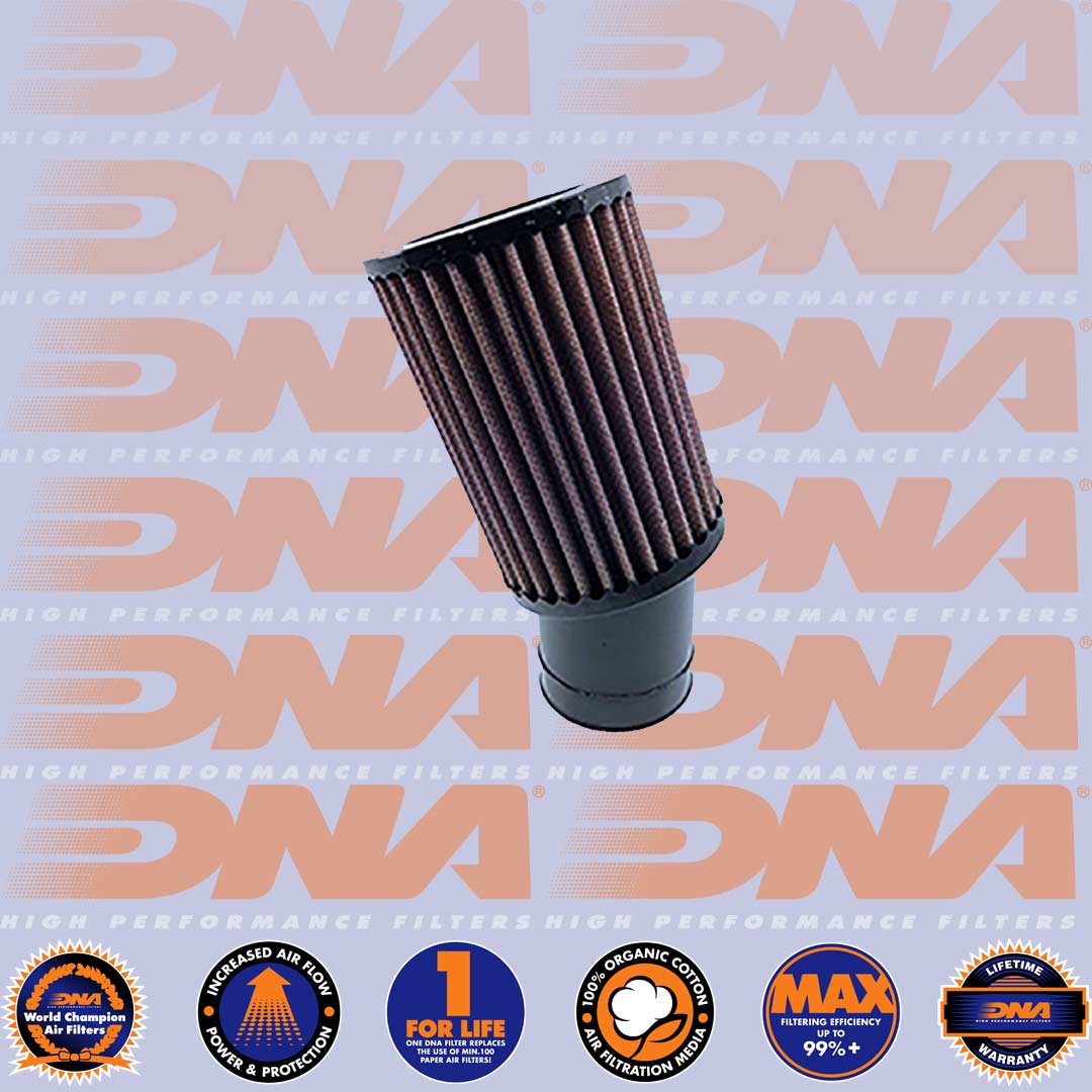 DNA FILTERS RUBBER TOP ROUND CLAMP ON 52mm INLET 15 DEG. 127mm LENGTH AIR FILTER - RO-5217-127