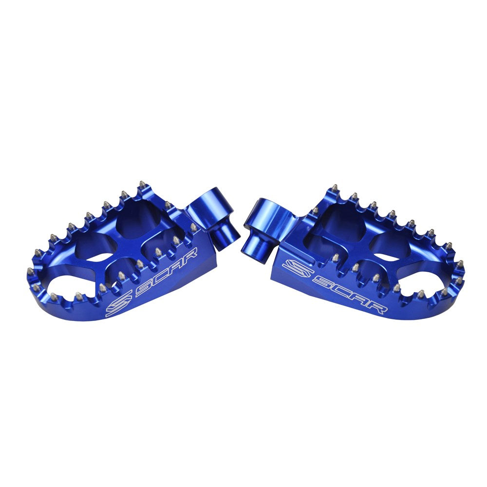 SCAR EVO FOOTPEGS YAMAHA YZ/YZF/WRF/YZFX/YZX 1999-2022 (57MM WIDE) BLU