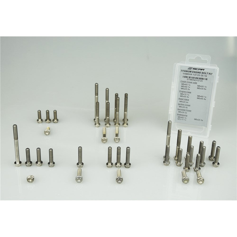 SCAR TITANIUM ENGINE BOLT KIT YAMAHA YZ125 2005-2021 - 39 PIECES
