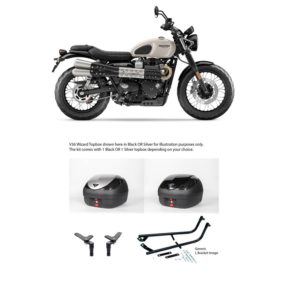 V36 Wizard Black Topbox Kit TRIUMPH STREET SCRAMBLER 900 20-21 - T050V36BPBLK