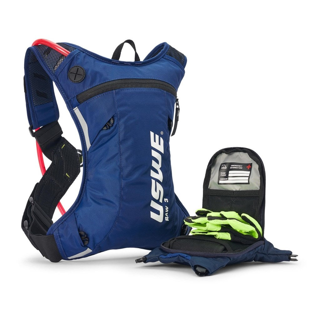 USWE RAW 3L DIRT BIKING HYDRATION PACK FACTORY BLU (MOTO HYDRO) [SPC01]