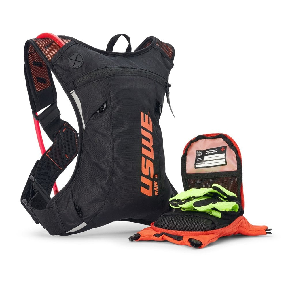 USWE RAW 8L DIRT BIKING HYDRATION PACK BLK/FACTORY ORG (MOTO HYDRO) [SPC01]