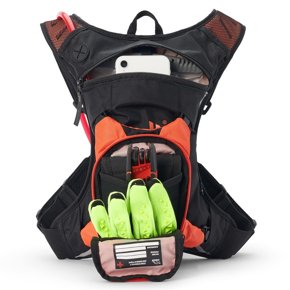USWE RAW 8L DIRT BIKING HYDRATION PACK BLK/FACTORY ORG (MOTO HYDRO) [SPC01]
