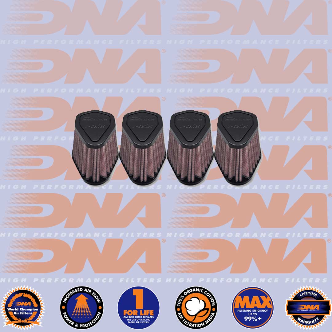 DNA FILTERS RUBBER TOP HEXAGONAL CLAMP ON 51mm INLET 68mm LENGTH AIR FILTER x 4 - V-5104