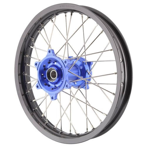 X TECH KAW KX85 01-23 1.60x14 REAR BLK RIM/BLU HUB/SLV SPK