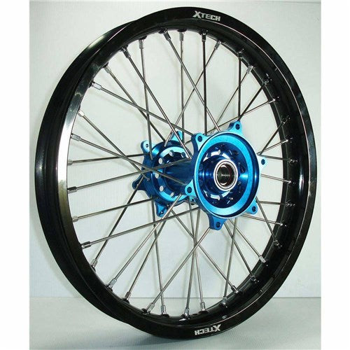 X TECH KAW KX85 01-23 1.85x16 REAR BLK RIM/BLU HUB/SLV SPK