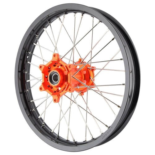 X TECH KTM/HUSQ MX/ENDURO 2.15x18 REAR BLK RIM/ORG HUB/BLK SPK