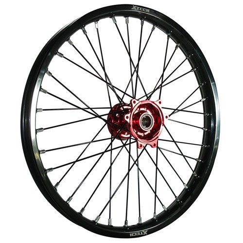 X TECH KTM/HUSQ/GAS GAS 1.60x21 FRONT BLK RIM/RED HUB/BLK SPK