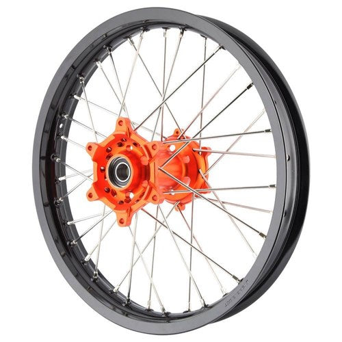 X TECH KTM 85SX 12-23 1.85x16 REAR BLK RIM/ORG HUB/SLV SPK