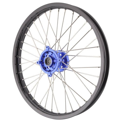 X TECH YAM YZ/EARLY YZF/WRF** 1.6x21 FRONT BLK RIM/BLU HUB/SLV SPK