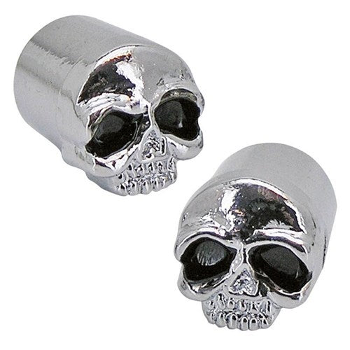 ZODIAC SKULL VALVE STEM CAPS CHR-BLK EYES