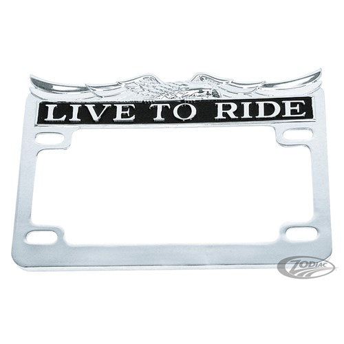 ZODIAC LIC. PLATE FRAME LIVE-TO-RIDE CHR