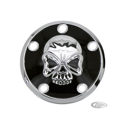 ZODIAC IGNITION COVER SKULL BLK/CHR 00 ON TWINCAM MODELS