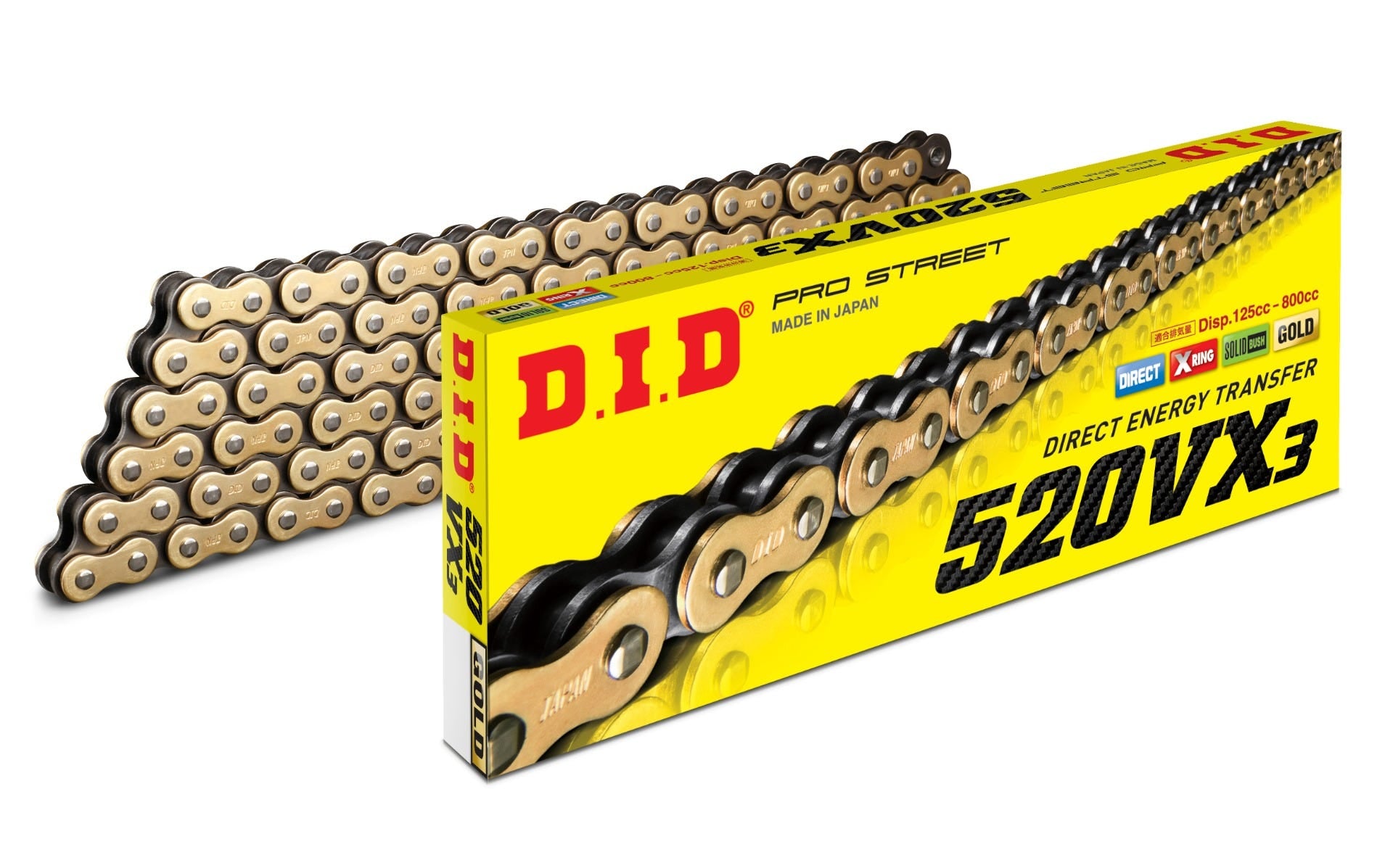 DID #520 VX3 Pro X-Ring 120L ZJ/FB - Rivet GOLD